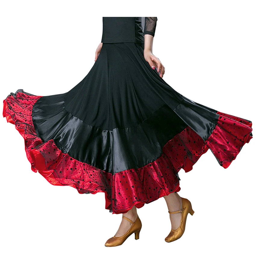 Ballroom Dance Skirt Long Length Spread hem Elegant Modern Dance Maxi
