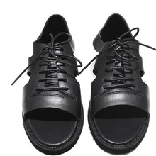 Г. Летняя мужская пляжная обувь со шнуровкой на толстой платформе с открытым носком кожаные сандалии модная кожаная обувь в римском стиле