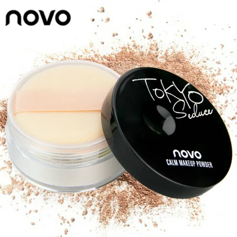 

Novo Brand Makeup Loose Finishing Powder Matte Bare Face Whitening Skin Finish Transparent Powder Palette SPF 25 Cosmetic Puff