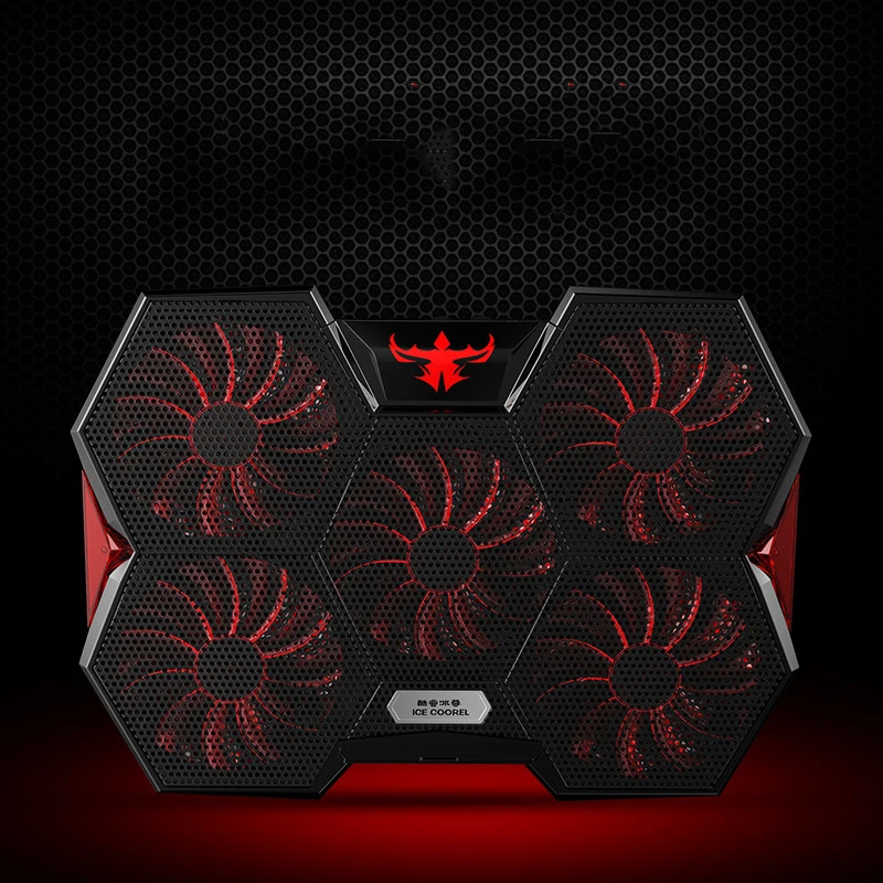Новинка! Охлаждающая подставка для игрового ноутбука 5 бесшумных синих/красных