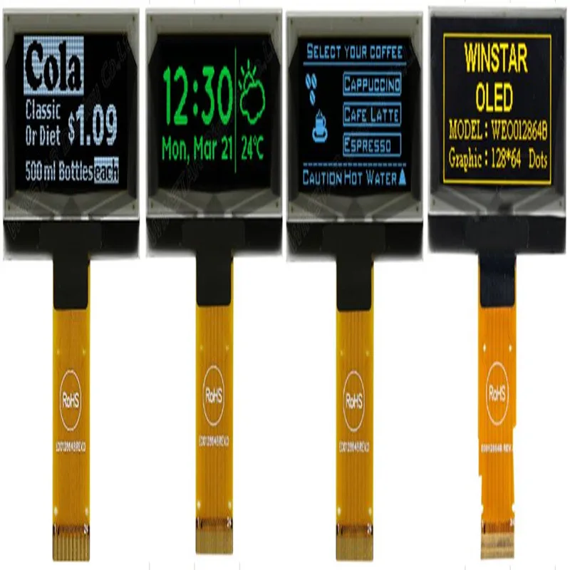 

WEO012864B Winstar type-a 1,54 дюйма SPI OLED 128x64 дисплейный модуль стандартные испускающие Желтые цвета Новый и оригинальный