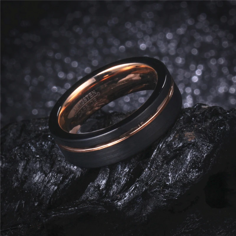 Мои Заказы обручальное кольцо из вольфрама кольцо 6 мм для мужчин и женщин; черного и розового золота Цвет в виде отрезанной части трубки матовый лак для Размеры 6 10,5