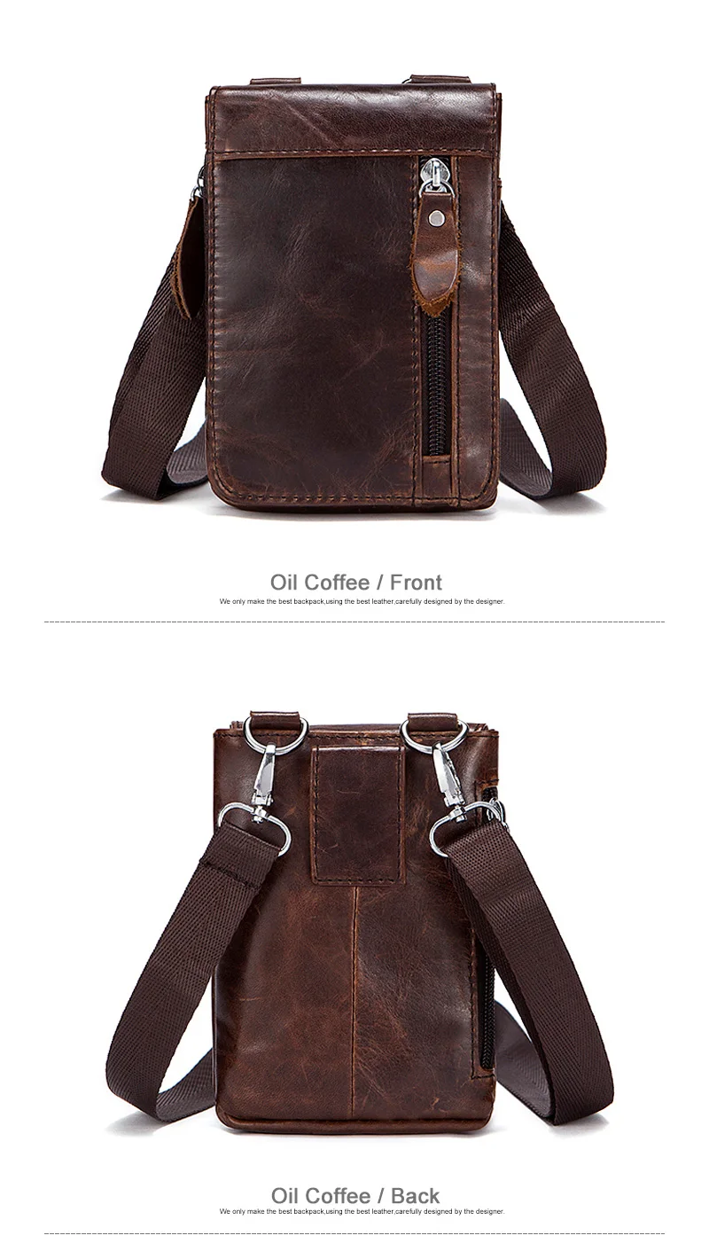 5 genuine leather men small waist packs