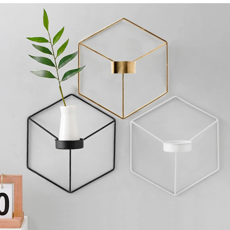 Простой стиль 3D геометрический подсвечник металлический скандинавский настенный подсвечник бра соответствующие маленькие подсвечники скандинавские украшения для дома