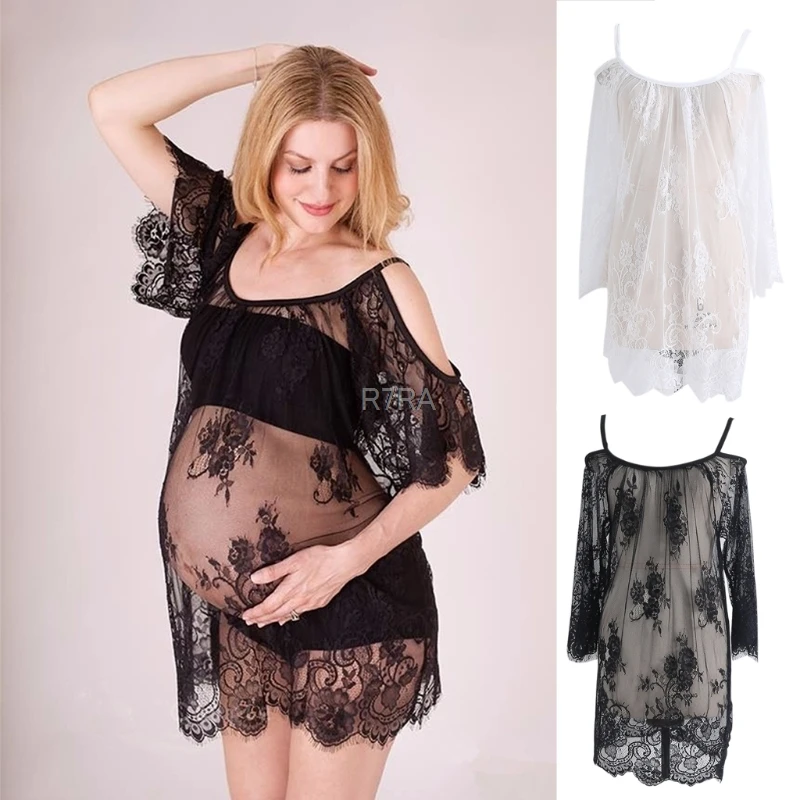 Кружева See Through платья для беременных пижамы студия одежды Беременность наряд для фотосессий для беременных женщин