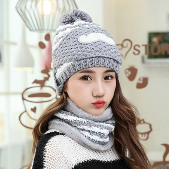 

Women Winter Hat Knitted Hats Scarf Set Beanie Female Neck Warmer Autumn Winter Beanies Hats Mask Ski Caps Woman Russian