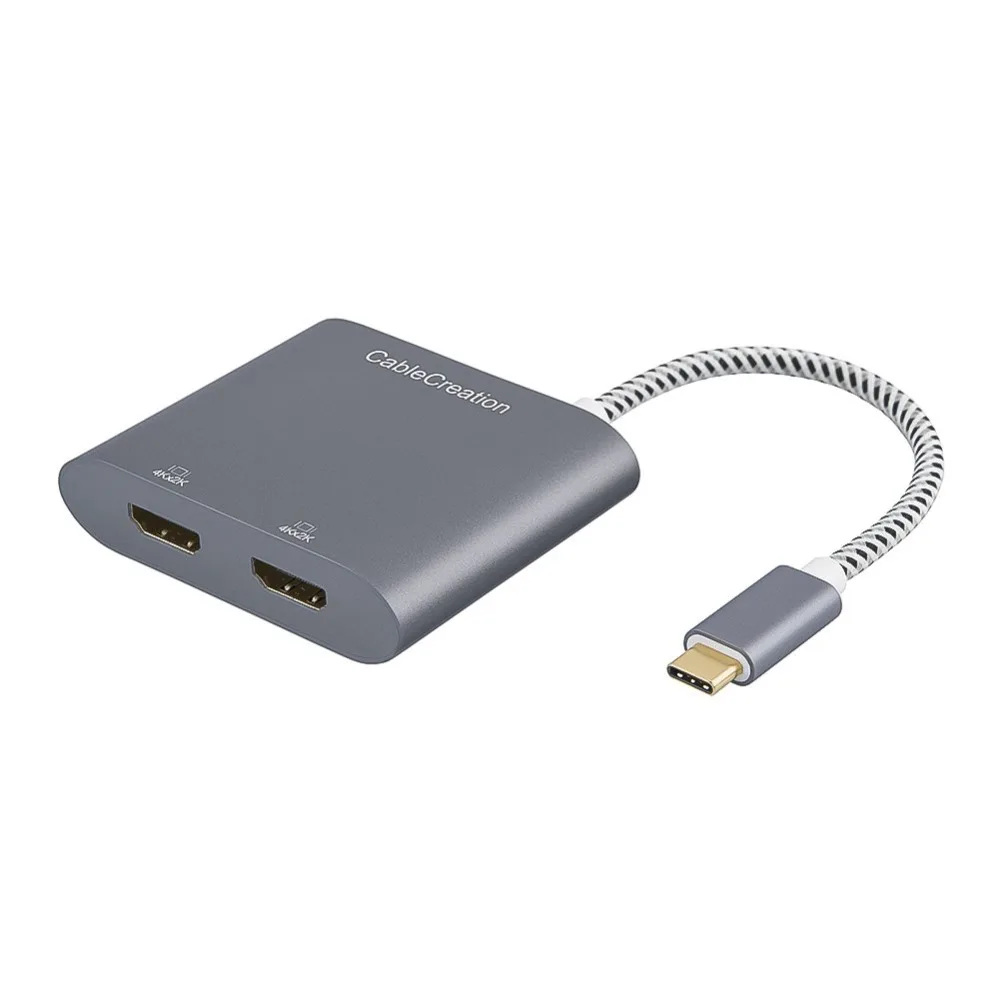 USB-C на двойной HDMI 4 K, кабель usb type C(совместимый Thunderbolt 3) на 2 HDMI адаптер, совместимый MacBook Pro/MacBook и т. Д