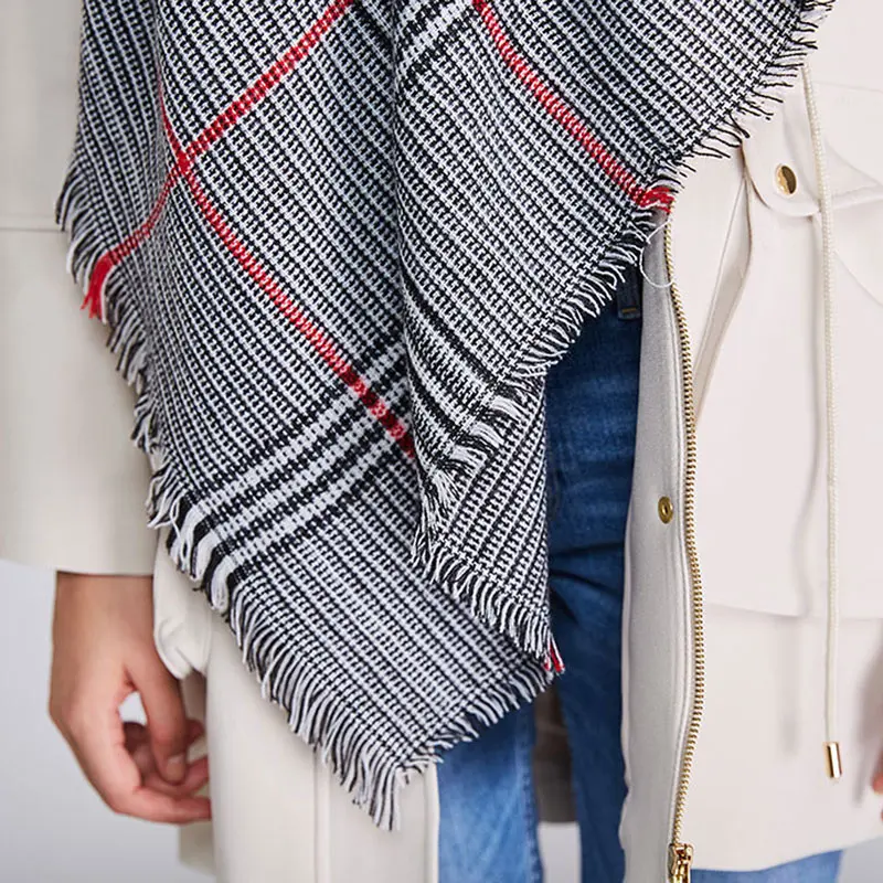 Зимний теплый модный женский шарф кашемировый роскошный пончо шотландская клетка дизайнерские шали echarpe hiver femme одеяло шарф