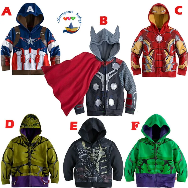 Детское пальто для мальчиков «Халк», «Капитан Америка», «Железный человек», новое пальто, детская одежда с капюшоном, тонкая верхняя