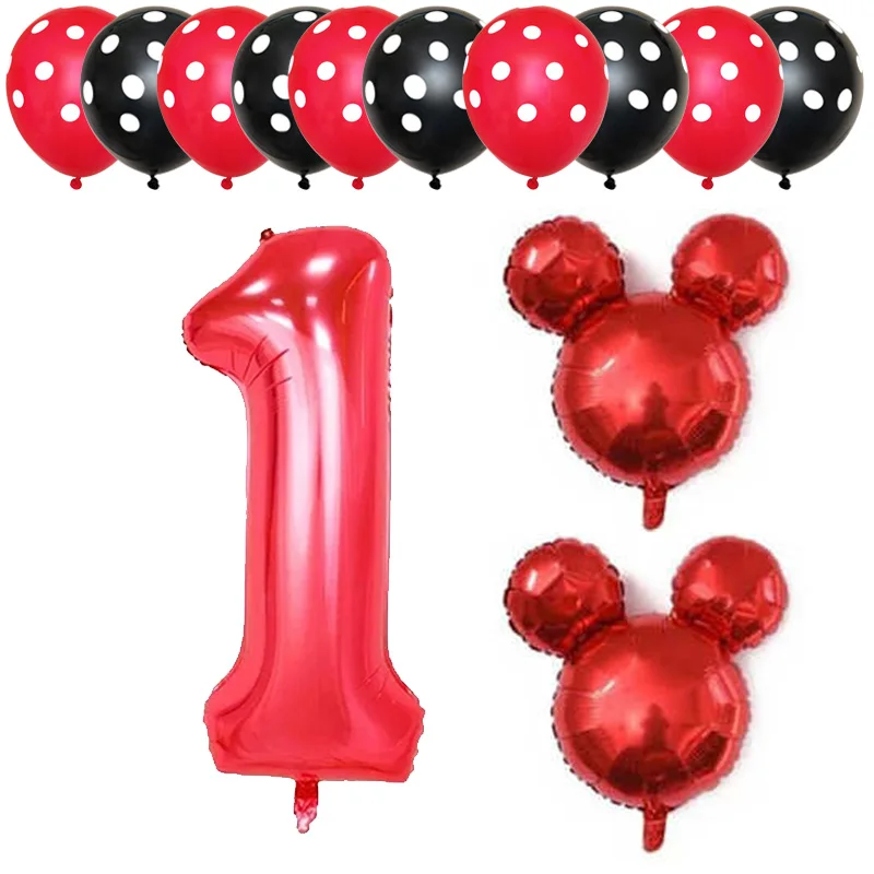 

13pcs 30" Number 1 2 3 4 5 Foil Balloons 2.8g Latex Globos Baby Shower Birthday Party Decor Mickey Minnie Head Supplies Kids Toy