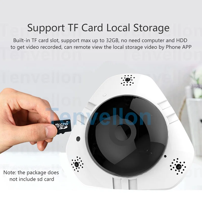 Tenvellon 360 Camera IP Wifi 960P Fisheye Home Security CCTV Cameras Panoramic surveillance wireless network camara de seguridad
