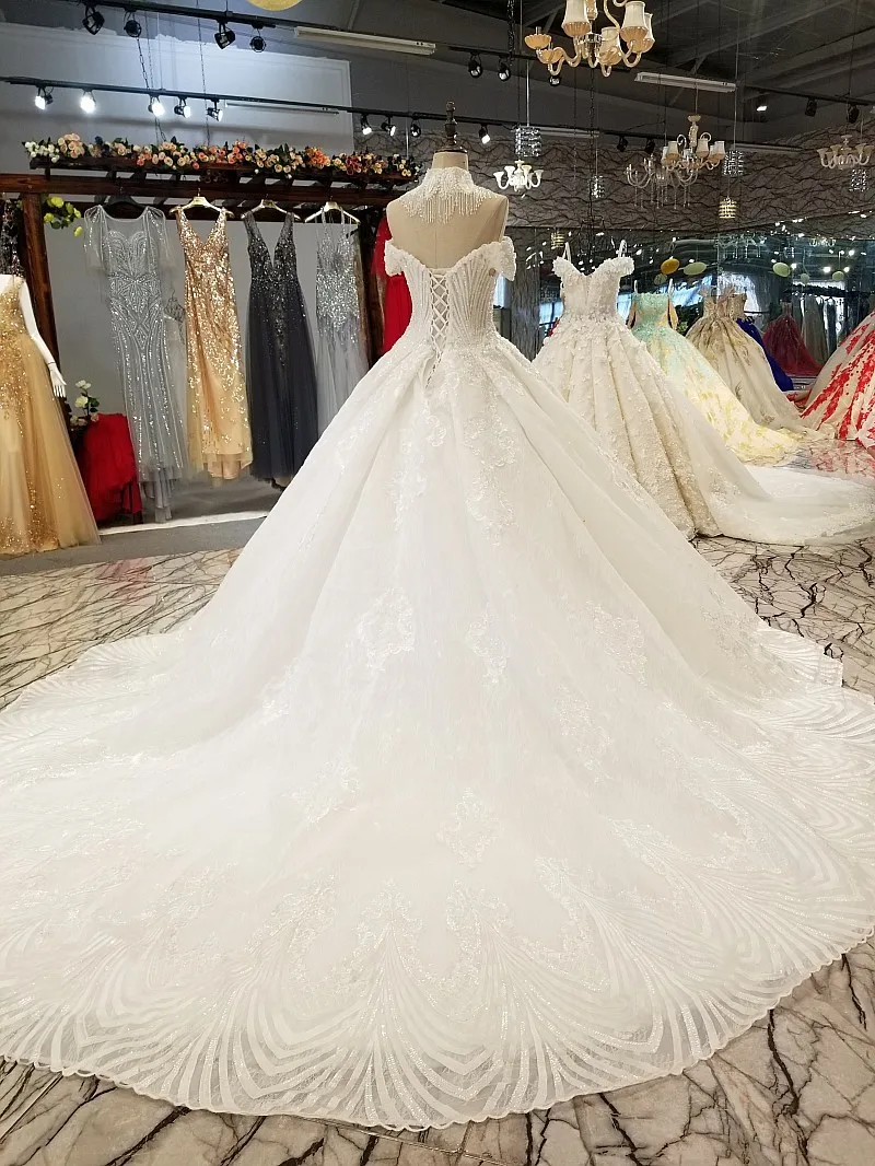 Элегантное кружевное свадебное платье с лямкой через шею и кисточками, винтажное бальное платье с открытыми плечами и Королевским шлейфом, свадебное платье, Robe De Mariee