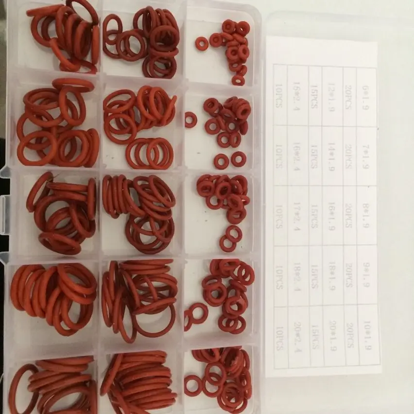 225 Piece 6mm to 20mm Silicone Rubber washers O Ring Kit O seal ring