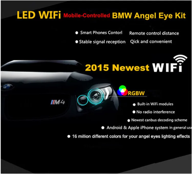 RGB WI-FI e90 свет ангела глаза лампа 40 Вт для BM W E90 e91 328i 325i 330i 318i 323i 316i 325xi телефон управления цвета Изменение