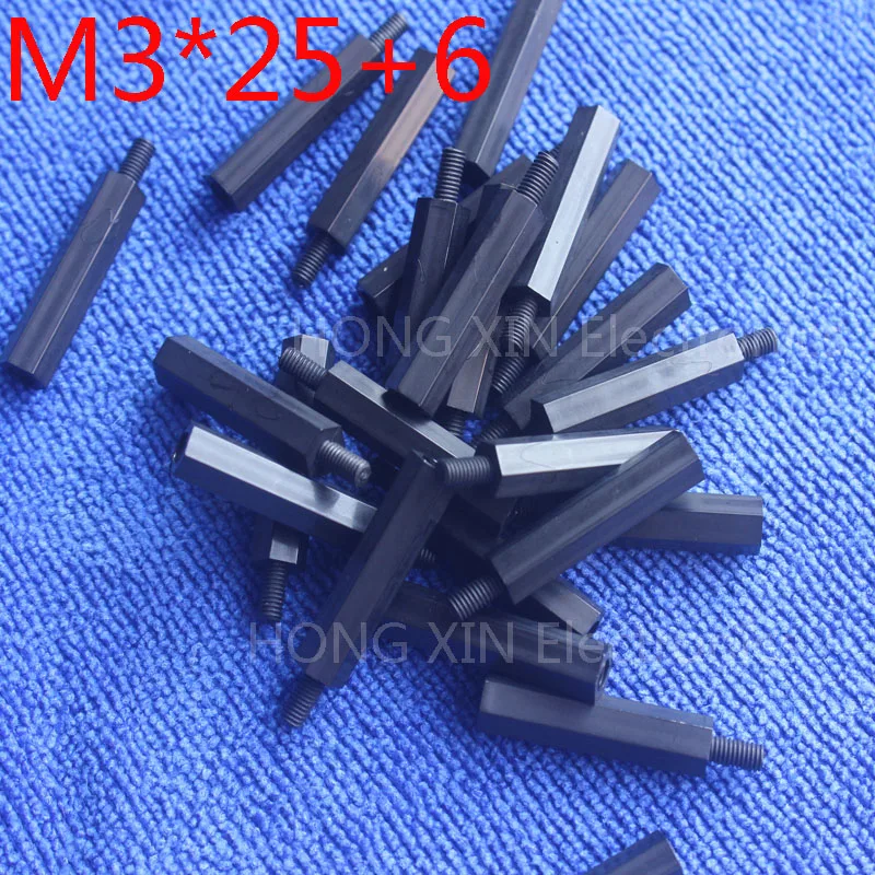 M3 * 25 + 6 1 шт. черный нейлон противостояние Spacer Стандартный Male Female мм комплект