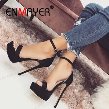 

ENMAYER Casual Buckle Strap Shoes Woman High Heels Sandals Women Platform Sandals Sandals Women Size 34-43 ZYL2595