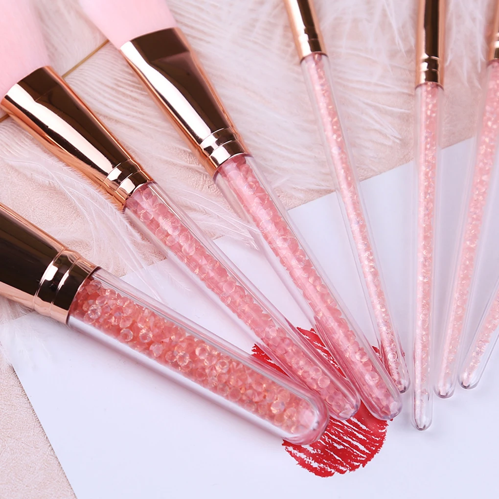 7pcs/set Rhinestone Glitter Crystal Makeup Brush Kit Professional Highlighter Eyebrow Face Concealer Brush