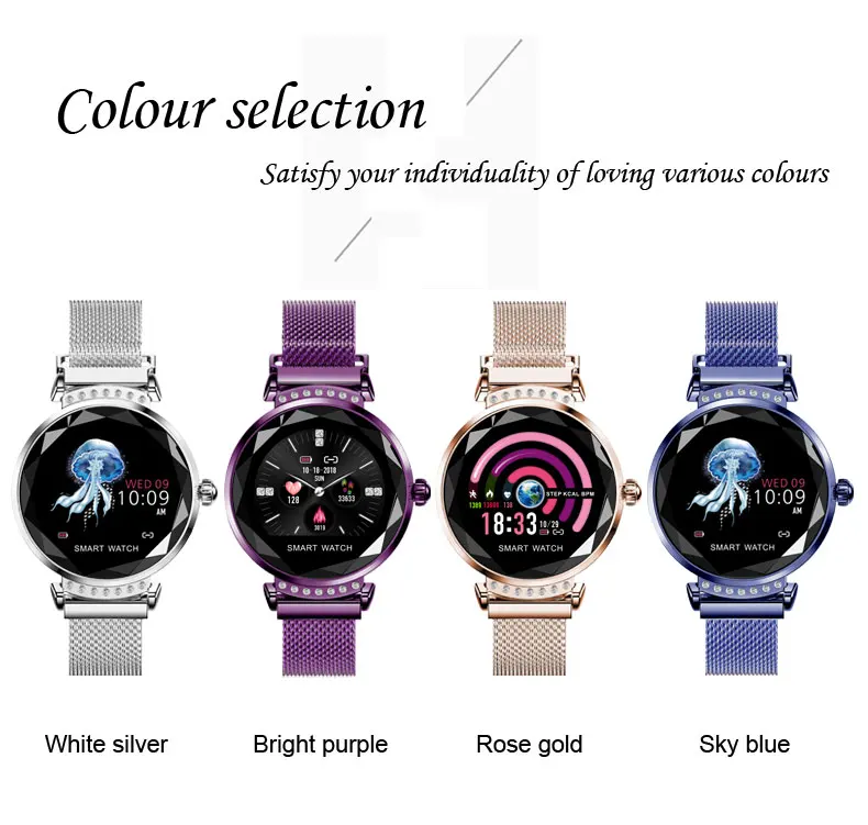 LEMFO H2 Роскошные Смарт-часы для женщин водонепроницаемый Дамская мода Smartwatch фитнес-трекер для измерения сердечного ритма для Android IOS телефон подарок H1