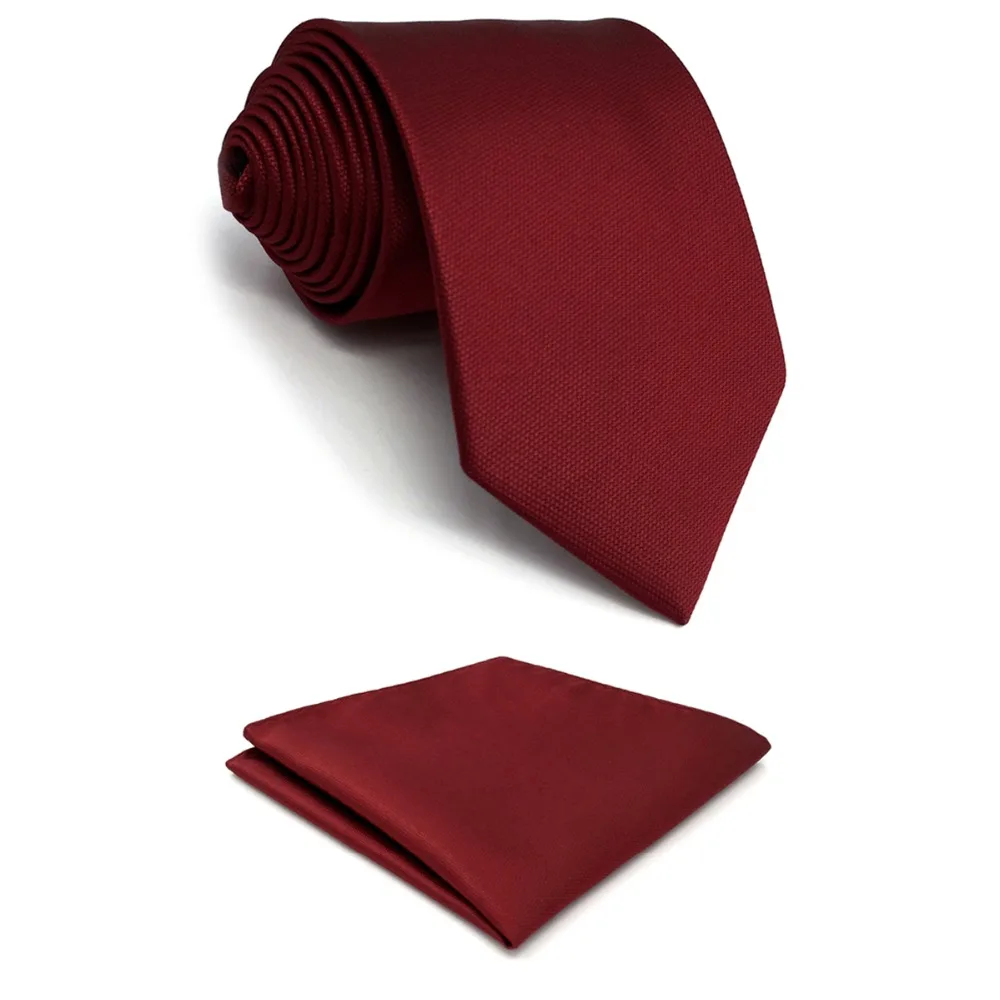 

C33 Solid Red Ties for Men Necktie Set Silk Extra Long Slim Wedding