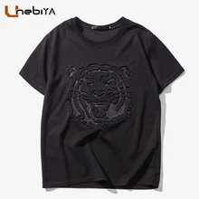 Extra High Quality T Shirt Tiger Emboss Neoprene t-shirt Crewneck Hoverboard compression Tee Shirt Homme Hipster tshirt Men 5XL