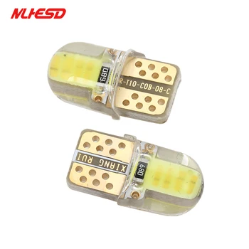 

10PCS T10 LED COB 8SMD W5W Silicone Short Car LED Light Parking Bulb Auto Wedge Clearance Lamp Bright License Light White blue