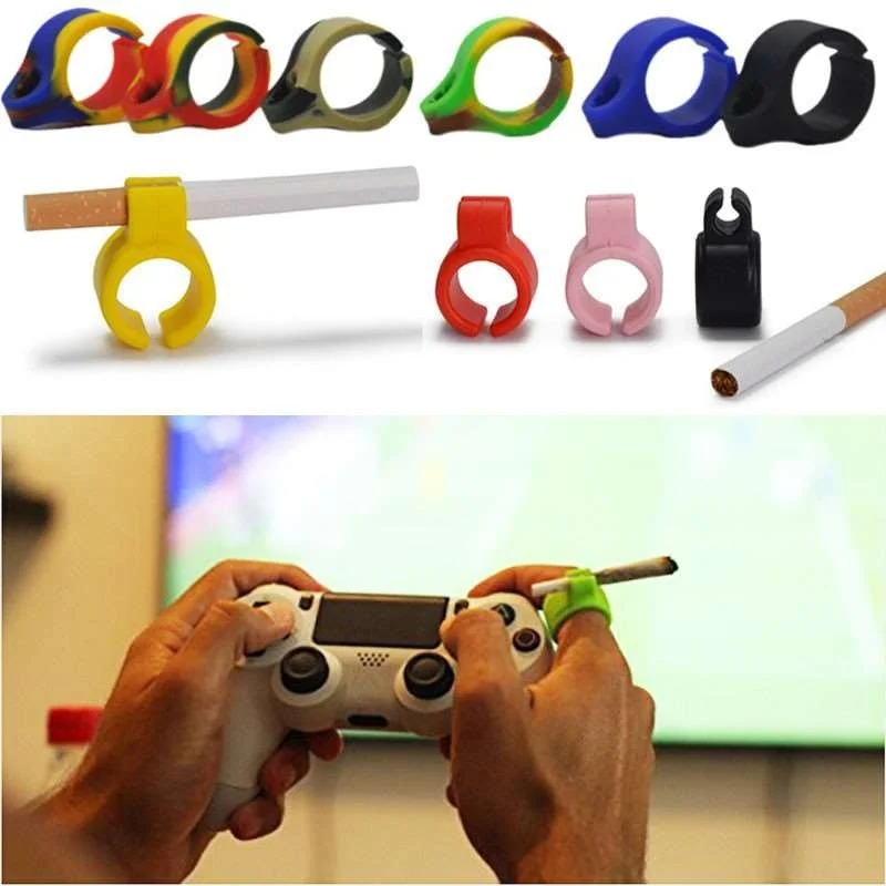 

Hot Sale 1/5/10pcs Silicone Finger Protector Cigarette Holder Ring for Smoking Cigarette Rings Accessories