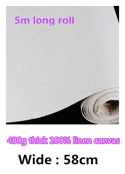 58 см лен высокого качества грунтованный холст, льняной рулон бумаги для рисования