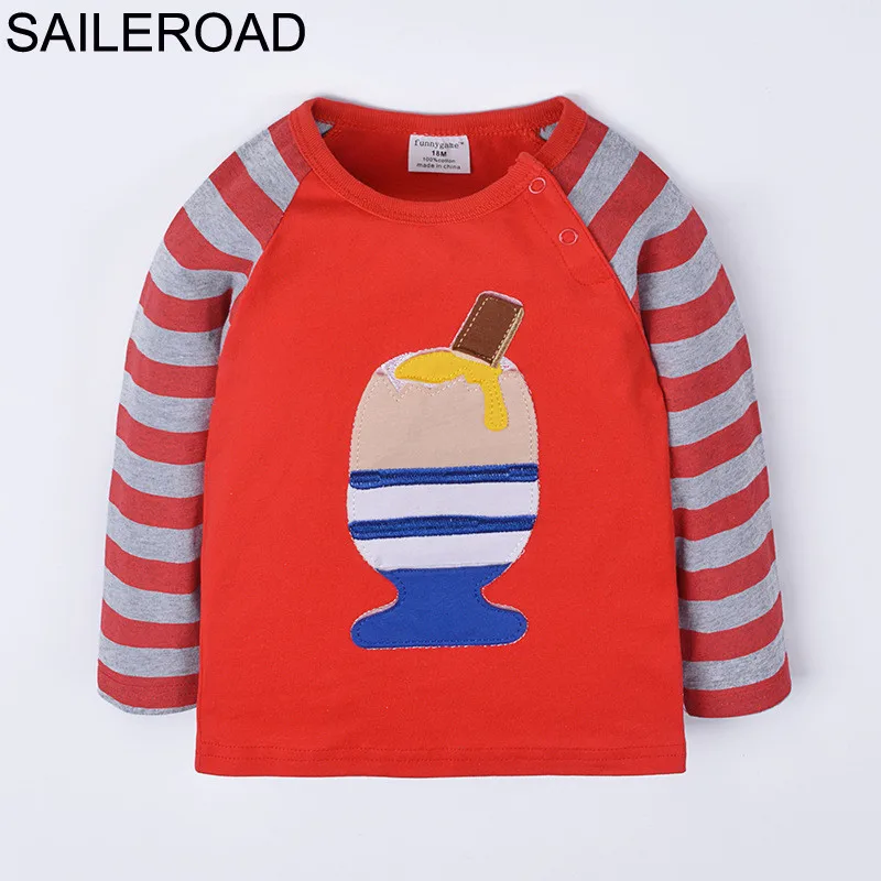 SAILEROAD/футболка с длинными рукавами для маленьких детей с героями мультфильмов весенние хлопковые детские футболки для мальчиков Одежда для девочек хлопок