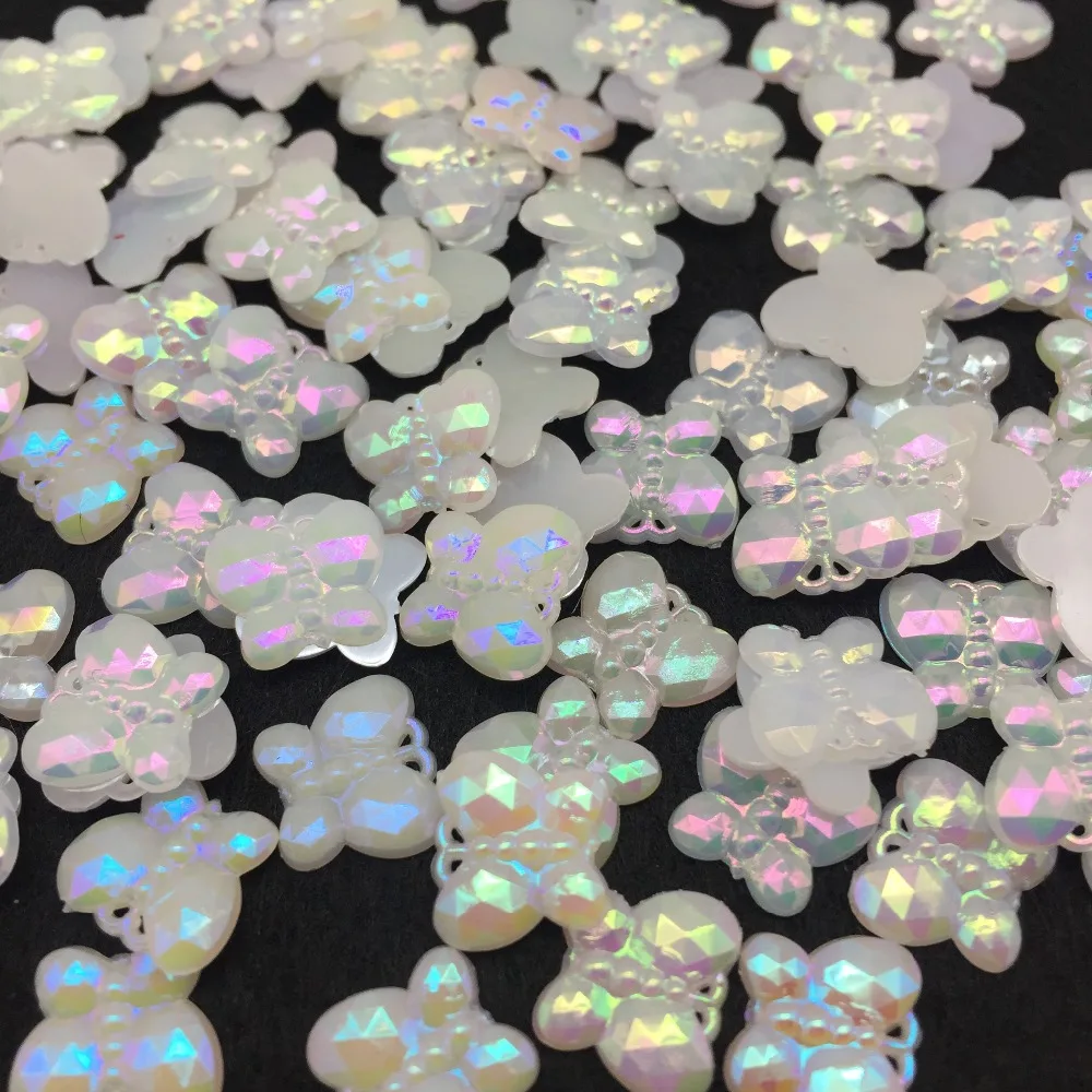 

100pcs 10mm Resin White AB Color Butterfly Flatbacks Christmas Crafts Confetti For Scrapbooking Toppers Embellishments