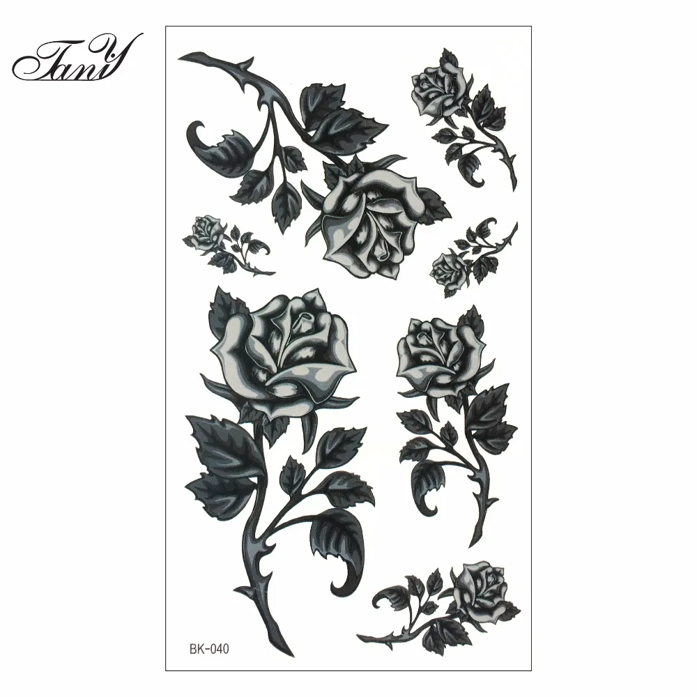 Femmes Sexy Doigt Flash Faux Tatouage Autocollants Noir