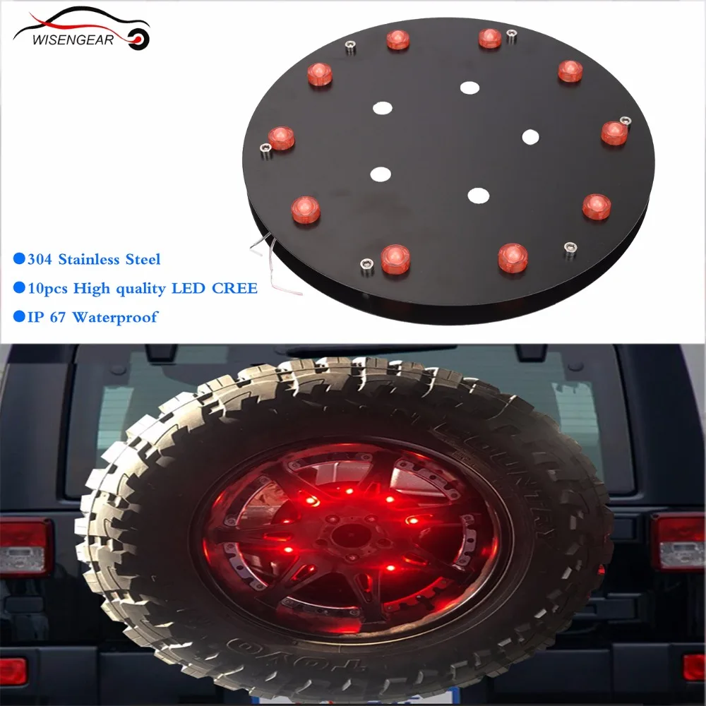 WISENGEAR Red LED Spare Tire Wheel Lamp Driving Light Rear Tail Brake