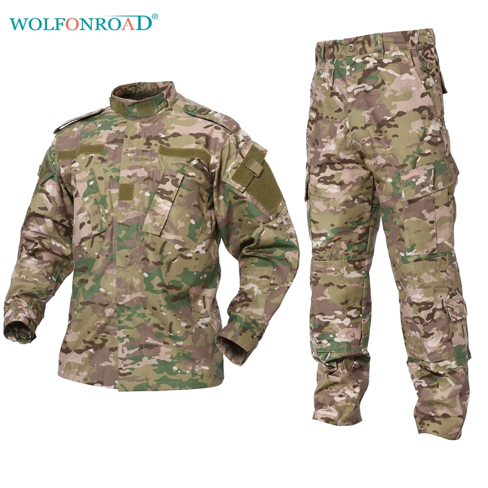 

WOLFONROAD CP & ACU Outdoor Camouflage Army Uniform Tactical Military Uniform Combat Hunting Suit BDU Training Jacket and Pant