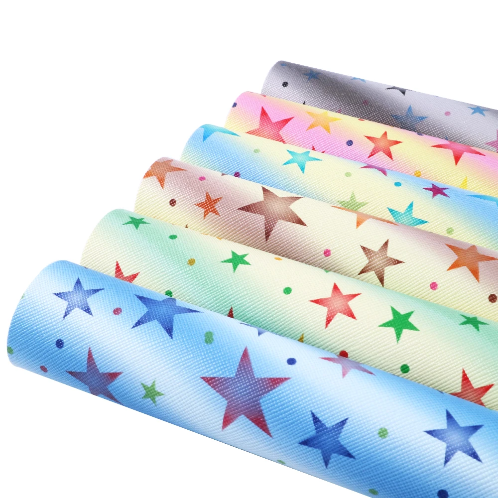 

David accessories 20*34cm Stripe Star Artificial Synthetic Leather For Hair Bow DIY Projects Handbag Shoes,1Yc4739