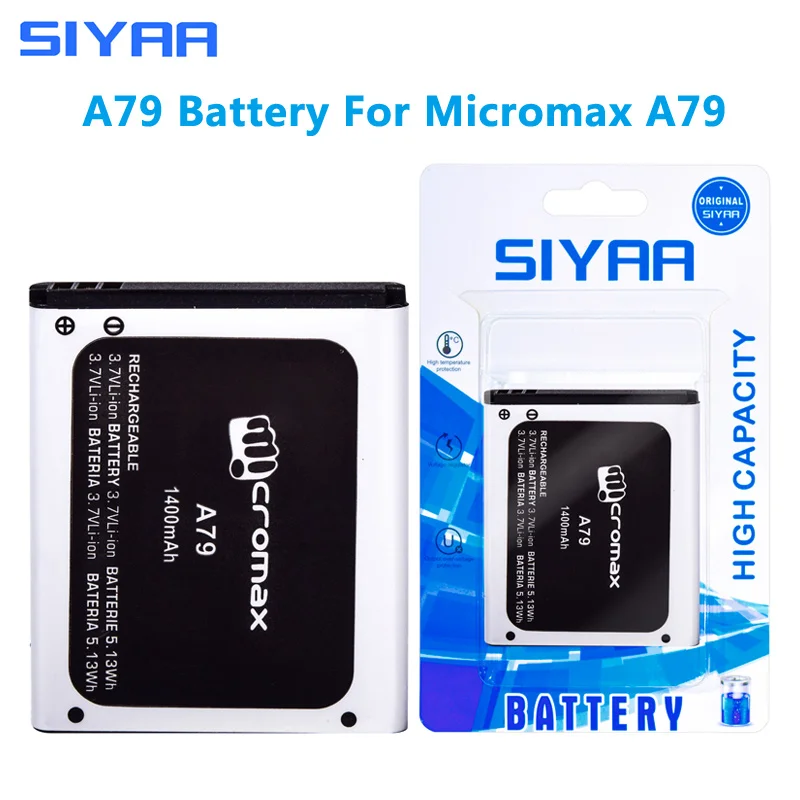 

SIYAA Original A79 Battery For Micromax A79 A 79 3.7V High Capacity 1400mAh Replacement Lithium Polymer Batteries