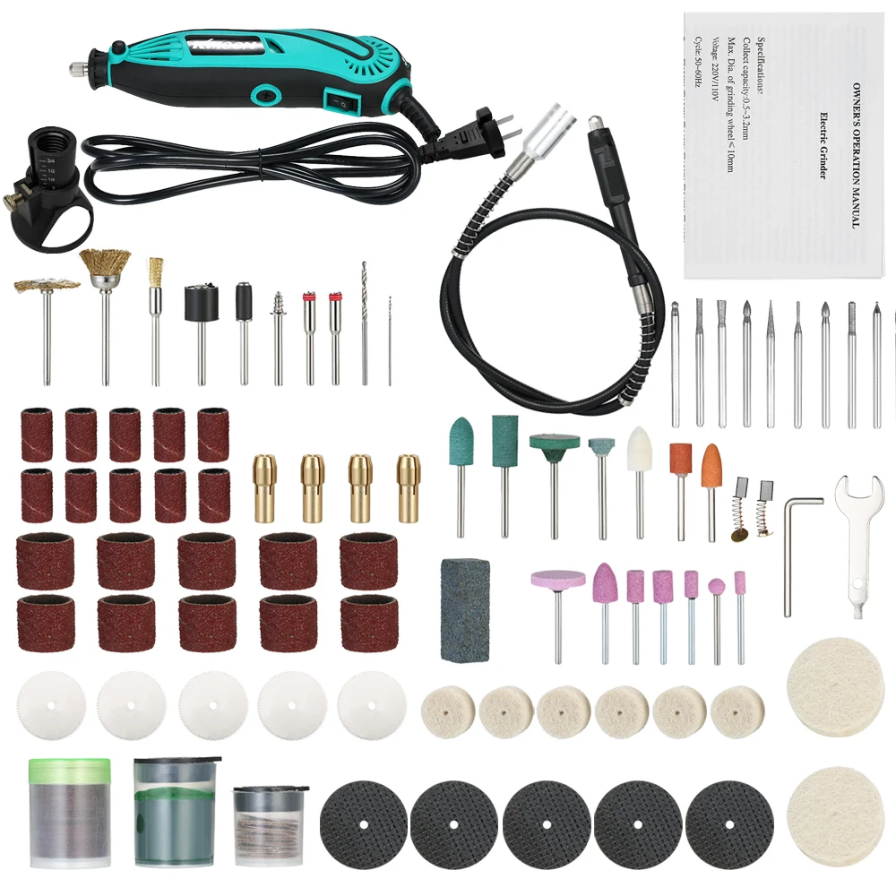 

130W Professional Electric Grinder Set 6 Variable Speed Electric Drill Grinding Rotary Tool Polishing Drilling Abrasive Tool