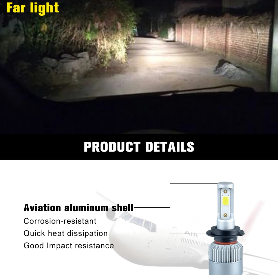 H7 H1 H4 H11 9005 HB3 HB4 9006 Car light canbus Headlight 12V COB LED Lamp 06