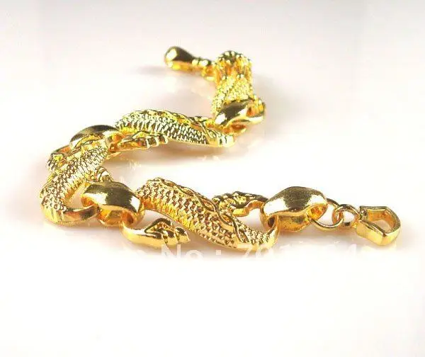 10 шт./лот ювелирные изделия старинные китайский дракон браслет дизайн золотой цвет Мужская мода