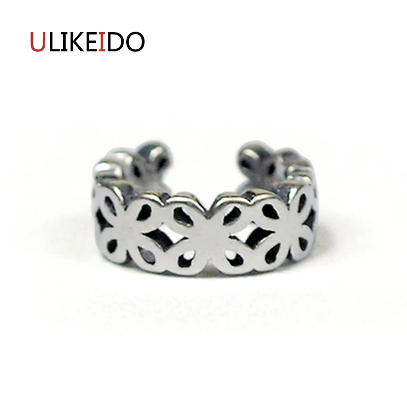 

Pure 925 Sterling Silver Clover Earrings Fashion Punk Thai Silver Jewelry Clip Earring For Men Women Christmas Gift 1164