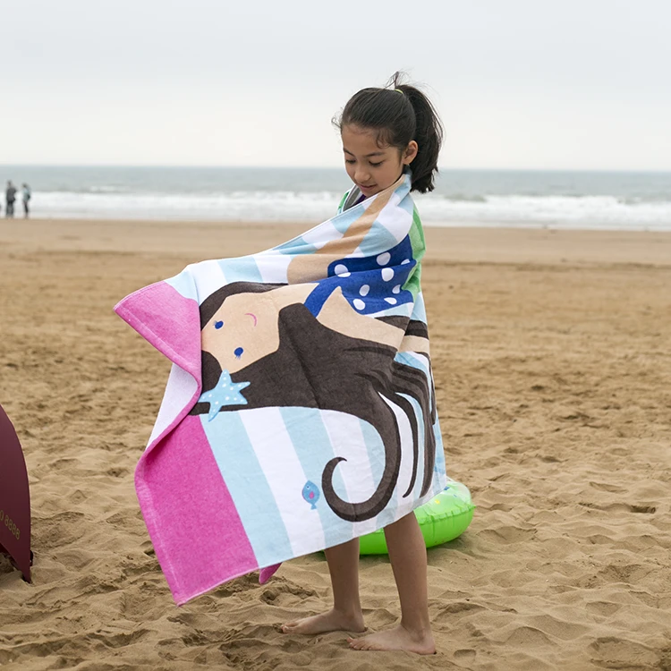 76*127CM 100 Cotton Hooded Towels Children Summer Beach Large Cartoon
