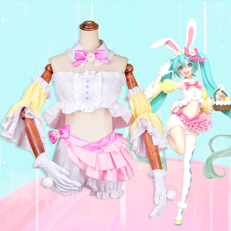 

Anime! Vocaloid Miku Bunny Ears Spring Wear Sexy Lovely Uniform Cosplay Costume New Year Easter Party Outfit Free Shipping