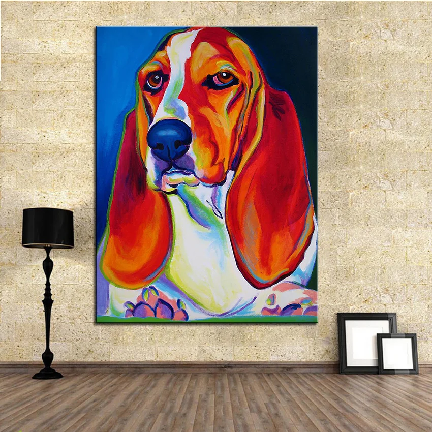 Большой размер картина маслом настенная живопись basset hound maple Home Декоративная