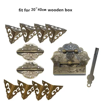 

Antique Brass Lock Set,Fit For Wooden Box,Vase Buckle Metal Box Hasp Latch Brass Lock,Decorative Hasp,Pattern Carved Hinge Set