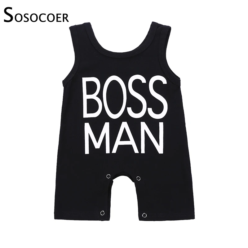 SOSOCOER Newborn Baby Rompers Baby Boy Romper Baby Jumpsuit Boss Boy