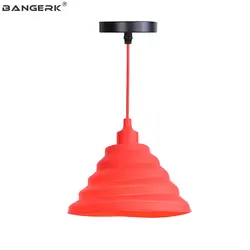 Скандинавский дизайн современный светодиодный подвесные светильники красная отделка из ПВХ для столовой Бар Кофе подвесной свет