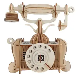 3D деревянные головоломки Старый телефонная модель Дети Детские паззлы игры творчества изделия из дерева сборки игрушка в подарок для детей