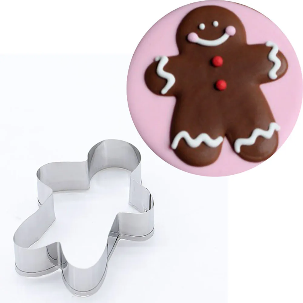 1pcs Christmas Cookie Cutters Cake Mould Mold Xmas Tree Star House Bells Snowflake Biscuit Bakeware Tool Stainless steel Ma@L