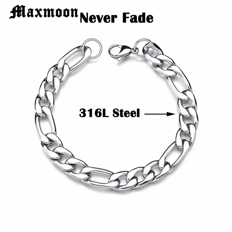 Maxmoon браслеты для мужчин и женщин 3/5/7/9/11 мм Серебряный цвет нержавеющая сталь