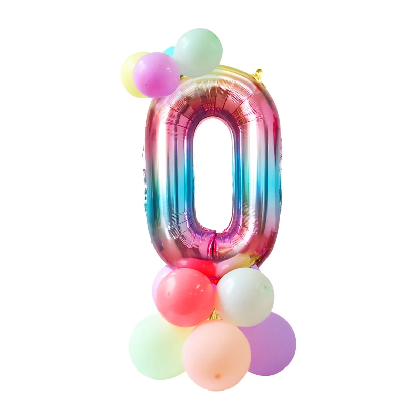 Радужные воздушные шары в виде единорога с днем рождения, 32 дюйма, градиентные воздушные шары из фольги с цифрами, украшения для вечеринки на день рождения, Детские вечерние шары в виде единорога