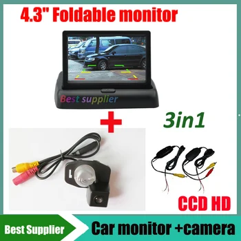 

3 in1 For American version Toyota corolla Car rear view parking camera+ 2.4Ghz Wireless receiver Transmitter + 4.3" car monitor