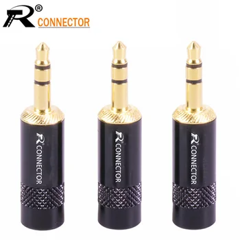 

100pcs/lot 3 Poles 3.5mm Stereo Male Plug Gold Plated Audio Jack 3.5mm Plug for 6MM Cable Wire Connector for Earphone Headphone